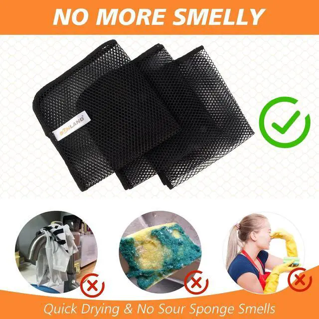 Alt view image 4 of 7 - Netted Dish Cloths for Washing Dishes No Odor Dishes Scrubber for Kitchen-Fast Drying and Easy to Clean Mesh Dish Cloth 6 Pack 12Inch x12Inch Black