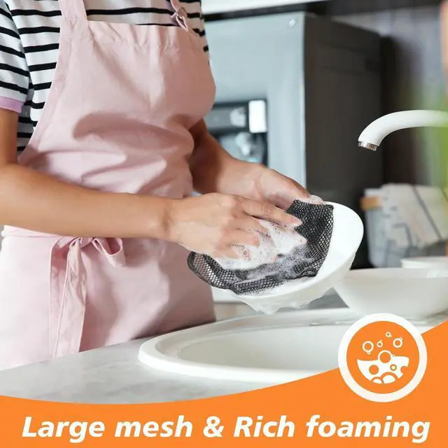 Alt view image 6 of 7 - Netted Dish Cloths for Washing Dishes No Odor Dishes Scrubber for Kitchen-Fast Drying and Easy to Clean Mesh Dish Cloth 6 Pack 12Inch x12Inch Black