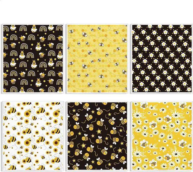 Main image of Bee Swedish Kitchen Dishcloth 6 Pack Bumble Bee Daisy Dish Towels Yellow Black Hand Drying Tea Towels Honeybee Cotton Dishcloth for Spring Summer Cooking Baking Cleaning Wipes 6.7 x 7.7 Inch