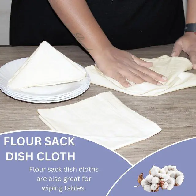 Alt view image 6 of 6 - Dish Cloths Cotton| Kitchen Wash Cloth| Shop Towels Absorbent and Lint Free Flour Sack| Dishcloths for Kitchen Washing Dishes|Thick Absorbent Quick Dry Dish Rags |4 Pack 13x13 Natural