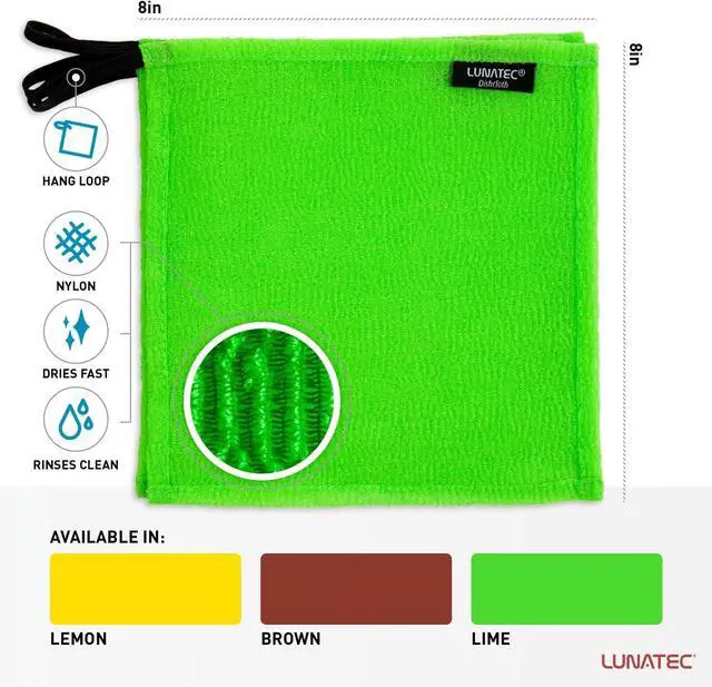 Alt view image 6 of 6 - LUNATEC? Odor-Free Kitchen Dishcloths. A Scrubber and scouring pad for All Surfaces. Safe for Non-Stick. (4-Pack)