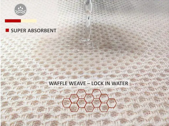 Alt view image 3 of 6 - Kitchen Towels 100% Cotton Waffle Weave Dish Towel for Cleaning Drying Dishes Extra Absorbent and Soft Dish Cloth 13 x 28 in(Beige-4 Pack)
