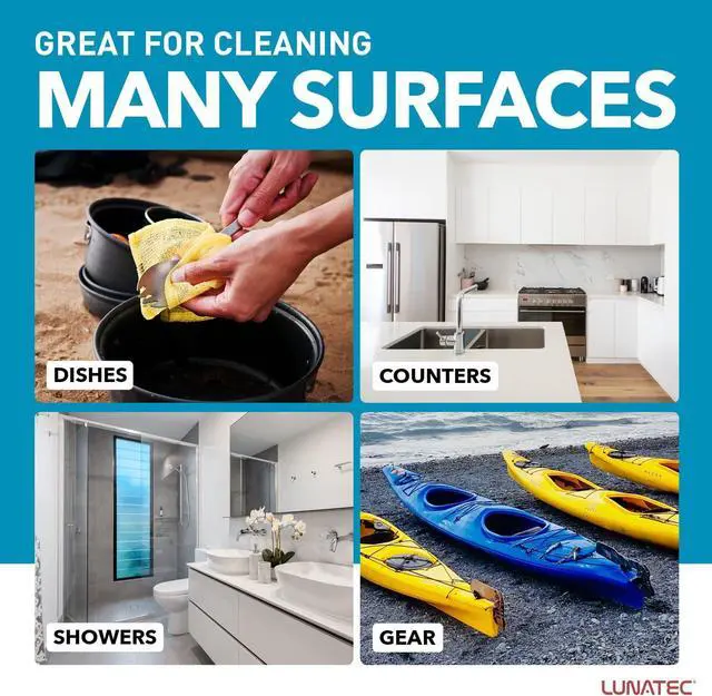 Alt view image 5 of 6 - LUNATEC? Odor-Free Kitchen Dishcloths. A Scrubber and scouring pad for All Surfaces. Safe for Non-Stick. (4-Pack)