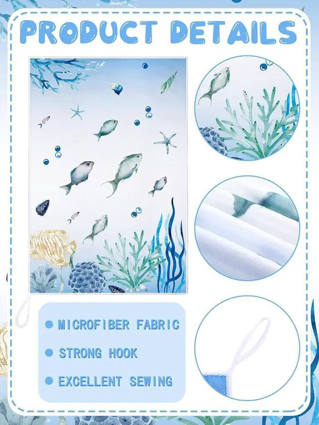 Alt view image 5 of 7 - 6 Pcs Sea Theme Kitchen Towels Set Beach Ocean Animal Hand Dish Towels Absorbent Soft Nautical Dishcloths for Spring Summer Kitchen Decoration