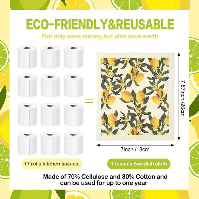 Alt view image 2 of 7 - 6 Pcs Mixed Fruit Swedish Kitchen Dishcloths Fruit Swedish Dish Towels Non Scratch Reuseable Cleaning Cloths Cellulose Sponge Absorbent Cloths Fast Drying Cleaning Rags No Odor for Home