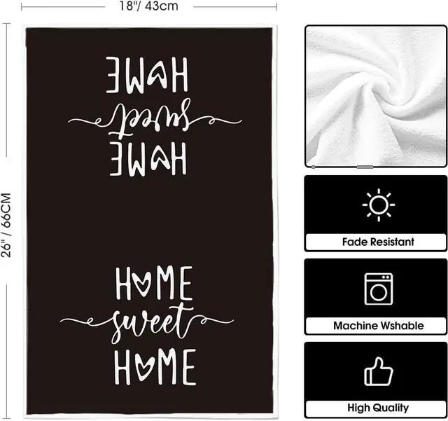 Alt view image 6 of 6 - Black Stripes Home Sweet Home Boho Halloween Kitchen Towels Dish Towels 18x26 Inch Seasonal Decoration Hand Towels Set of 4