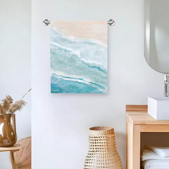 Alt view image 7 of 7 - Beach Kitchen Towels Set of 2 Dish Towels Kitchen Hand Towels Absorbent Quick Dry Microfiber Cloth Dish Towel for Kitchen Drying 18 x 26 Coastal Ccean Sand Wave Blue Teal
