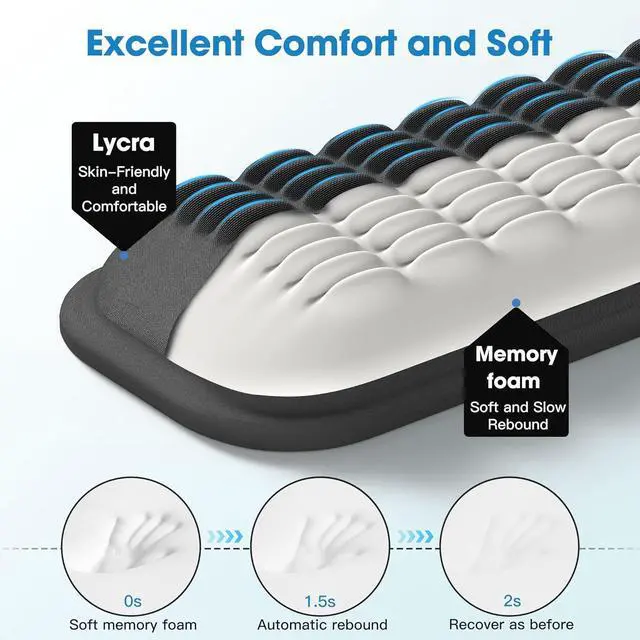 Alt view image 3 of 7 - Ergonomic Wrist Rest for Keyboard and Mouse Soft Memory Foam Keyboard Wrist Rest Set with Non-Slip Silicone Base Easy Typing Pain Relief Comfort for Office Work Gaming (Classic Black)