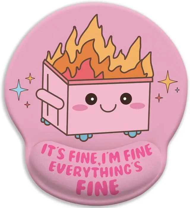 Main image of Funny Cute Mouse Pad with Wrist Rest Dumpster on Fire Ergonomic Mouse Pads Wrist Support for Desk Mousepad for Wireless Mouse Gaming Laptop Work Home Desk Accessories Office Supplies Decor