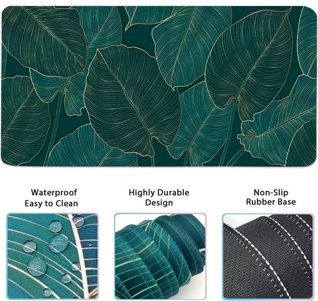 Alt view image 2 of 7 - Ergonomic Large Mouse Pad and Keyboard Wrist Rest Desk Pad for Keyboard and Mouse 4-in-1 Large Gaming Mouse Pad with Wrist Support for Home Office Study Game-Green Leaves