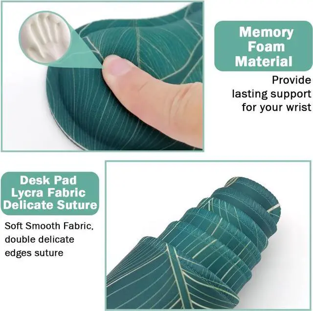 Alt view image 5 of 7 - Ergonomic Large Mouse Pad and Keyboard Wrist Rest Desk Pad for Keyboard and Mouse 4-in-1 Large Gaming Mouse Pad with Wrist Support for Home Office Study Game-Green Leaves
