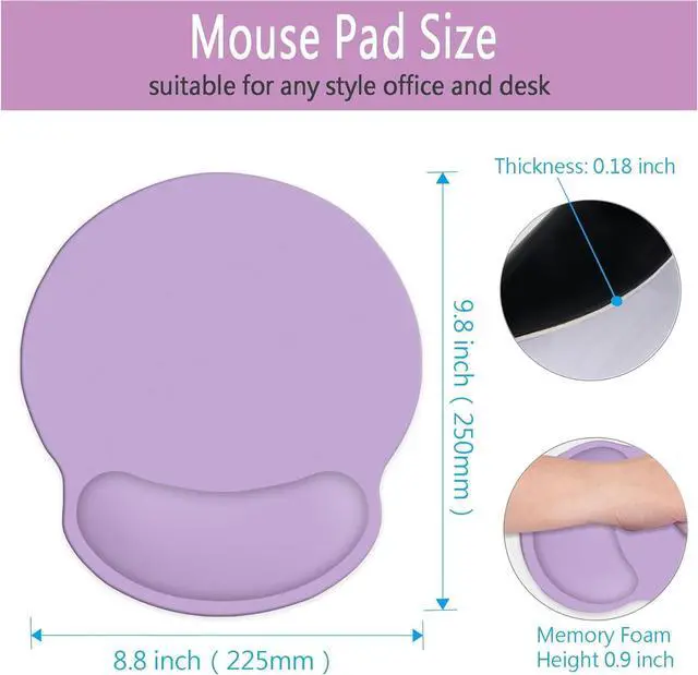 Alt view image 2 of 6 - Ergonomic Mouse Pad Mouse Pad with Wrist Support Comfortable Gaming Mouse Pads with Non-Slip PU Base for Computer Laptop Office & Home Purple