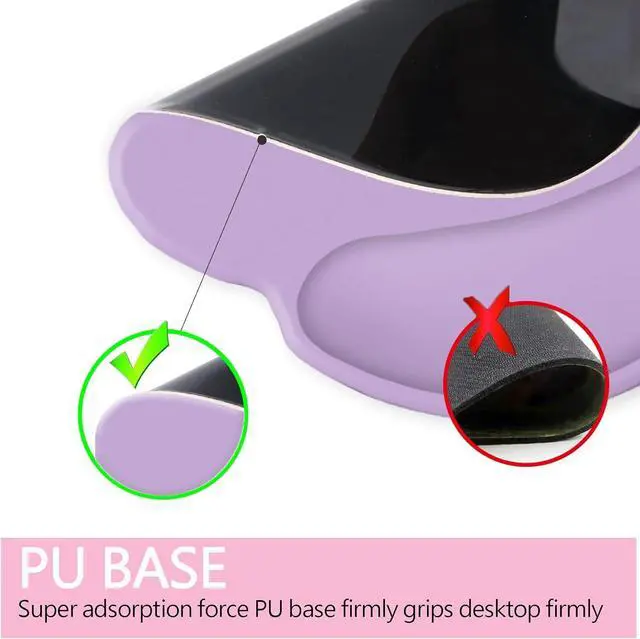 Alt view image 4 of 6 - Ergonomic Mouse Pad Mouse Pad with Wrist Support Comfortable Gaming Mouse Pads with Non-Slip PU Base for Computer Laptop Office & Home Purple