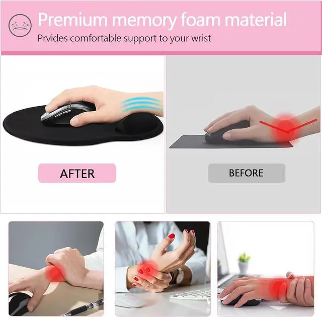 Alt view image 5 of 6 - Ergonomic Mouse Pad Mouse Pad with Wrist Support Comfortable Gaming Mouse Pads with Non-Slip PU Base for Computer Laptop Office & Home Purple