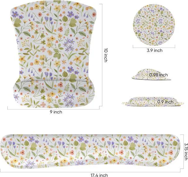 Alt view image 7 of 7 - Mouse Pad Keyboard Wrist Rest Set Ergonomic Memory Foam Mouse Pads Wrist Support Set Non-Slip Base Smooth Surface Pain Relief for Gaming Office (Pressed Flower Art)