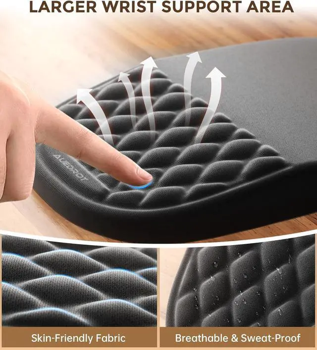Alt view image 6 of 7 - Ergonomic Mouse Pad with Wrist Rest 2 in 1 Mousepad with Wrist Support Memory Foam Desk Mouse Mat with Massage Nubs & Gel PU Non-Slip Base Suitable for Office & Gaming As a Gift Black