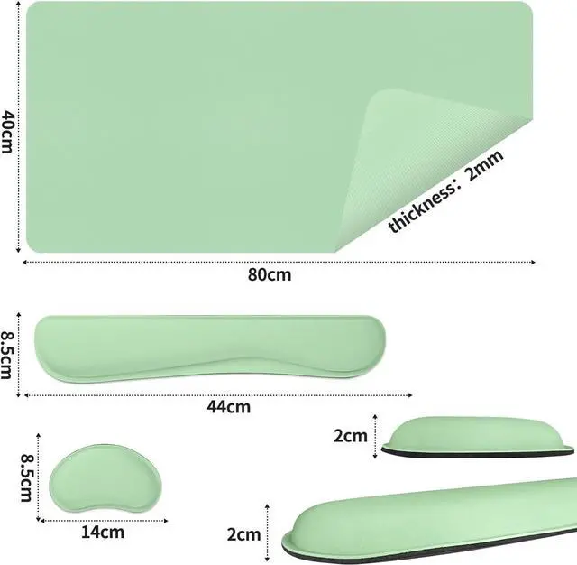 Alt view image 3 of 7 - Mouse Pad and Keyboard Wrist Rest 3-in-1 Large Keyboard and Mouse Pad Set Ergonomic Wrist Rest for Computer Keyboards Non-Slip Desk Mat Protector for Women (Green 31.5 X 15.7)