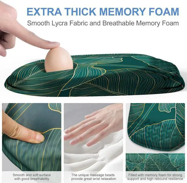 Alt view image 3 of 7 - Mouse Pad with Wrist Rest Comfortable Memory Foam Wrist Rest for Computer Keyboard Ergonomic Mouse Pad Set for Easy Typing & Pain Relief for Office & Home Green