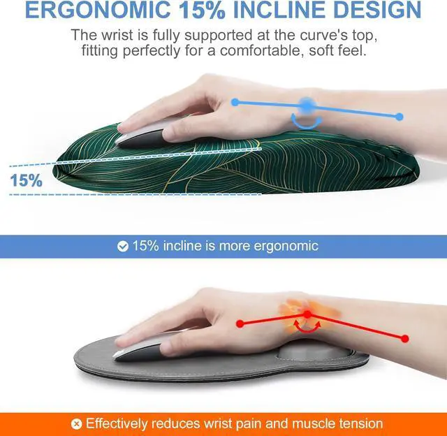 Alt view image 2 of 7 - Mouse Pad with Wrist Rest Comfortable Memory Foam Wrist Rest for Computer Keyboard Ergonomic Mouse Pad Set for Easy Typing & Pain Relief for Office & Home Green