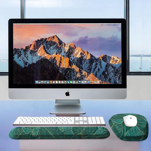 Alt view image 6 of 7 - Mouse Pad with Wrist Rest Comfortable Memory Foam Wrist Rest for Computer Keyboard Ergonomic Mouse Pad Set for Easy Typing & Pain Relief for Office & Home Green