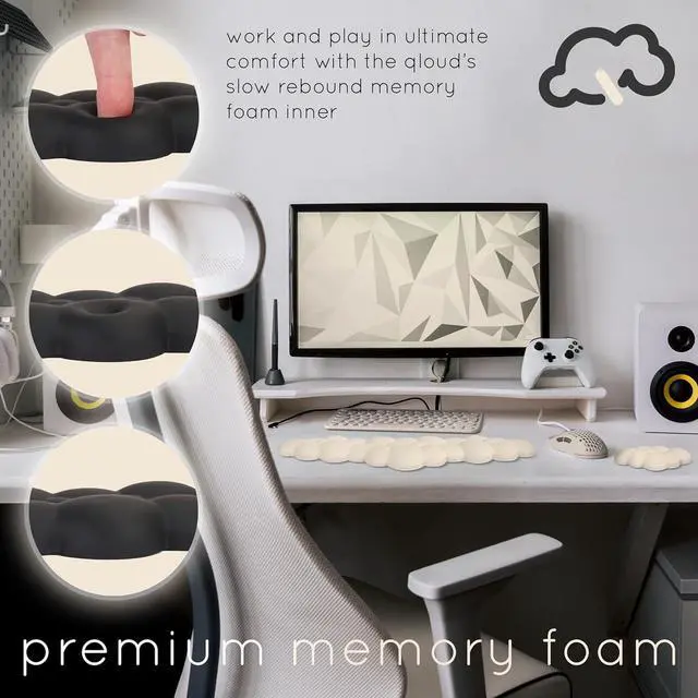 Alt view image 5 of 7 - Qloud Cloud Wrist Rest Keyboard Wrist Rest for Computer Keyboard Pad Cloud Keyboard Wrist Rest Wrist Pad for Keyboard Memory Foam Non Slip Base Comes with Mouse Pad - Beige