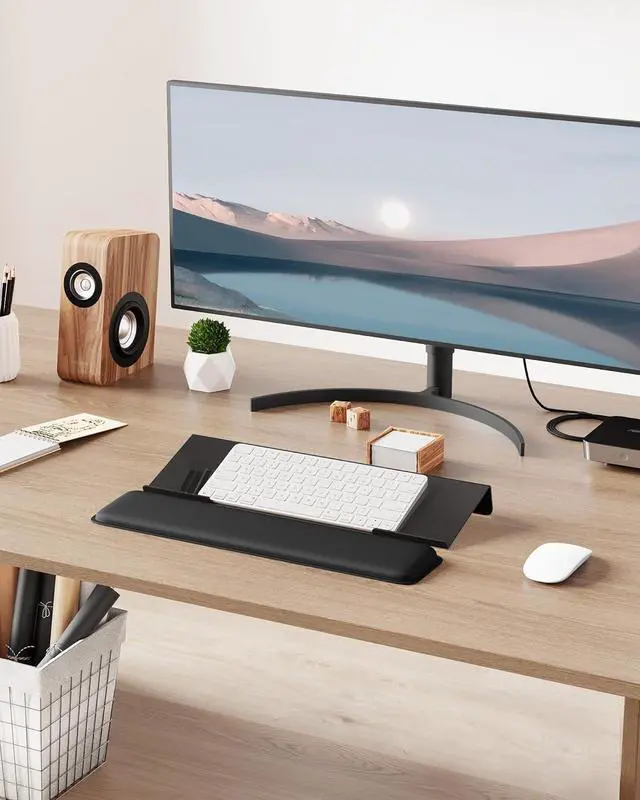 Alt view image 7 of 7 - Computer Keyboard Wrist Rest Stand for Desktop Keyboard Holder for Easy Typing with Wrist Pad for Office Desk Home School (Black)