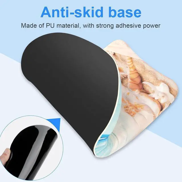 Alt view image 6 of 7 - Ergonomic Wrist Mouse Pad with Massage Design Wrist Rest Pain Relief Mousepad with Memory Foam Non-Slip PU Base Mouse Pad with Wrist Support for Wireless Mouse & Desk Y Starfish and Beach