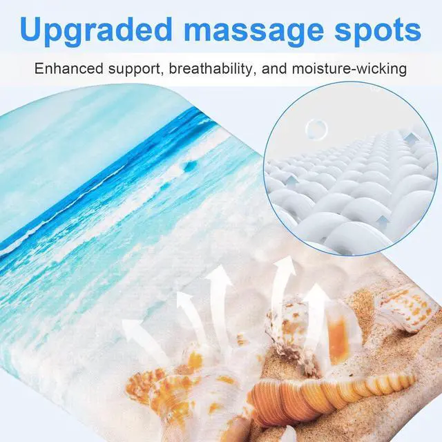 Alt view image 2 of 7 - Ergonomic Wrist Mouse Pad with Massage Design Wrist Rest Pain Relief Mousepad with Memory Foam Non-Slip PU Base Mouse Pad with Wrist Support for Wireless Mouse & Desk Y Starfish and Beach