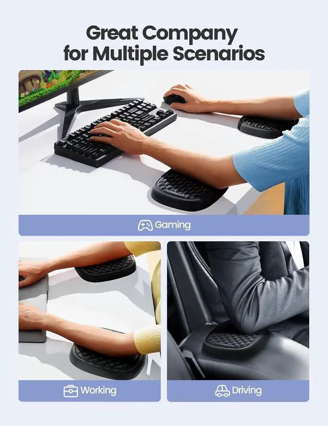 Alt view image 5 of 6 - 1pc Elbow Rest Pad Desk Wrist Rest Armrest Soft Memory Foam Ergonomic Support Mouse Cushion Pillow Wrist Pain Relief for Computer Laptop Working Typing Gaming Travel Office Accessory-Large