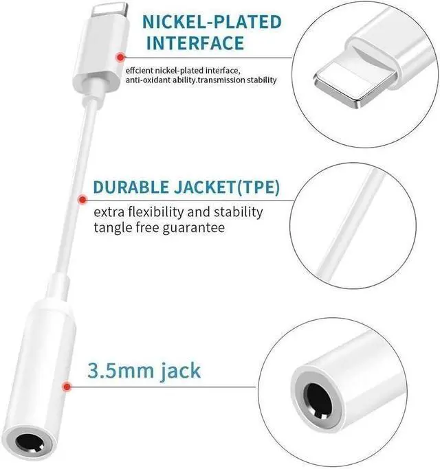 Alt view image 3 of 7 - [ MFi Certified] iPhone 3.5mm Headphone Jack Adapter 2 Pack for  Lightning to 3.5mm Earphones Jack Adapter Cord Dongle Aux Cable Converter Accessories Compatible with iPhone14 13 12 11/Xs/XR