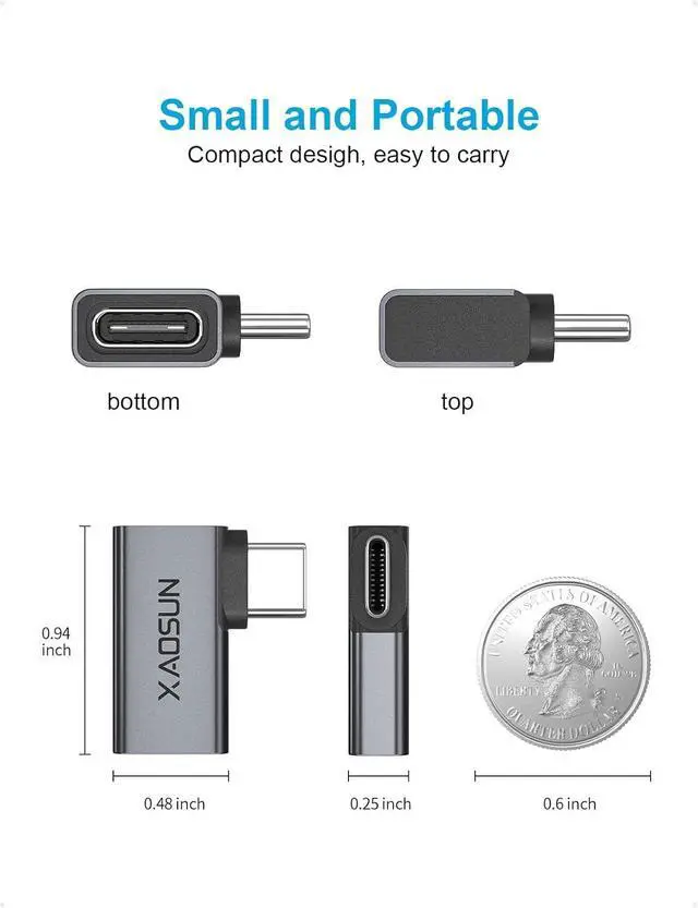 Alt view image 6 of 7 - Right Angle USB C Adapter 90 Degree USB C to C Thunderbolt 4 for MacBook Tablet Docks Steam Deck (2 Pack)