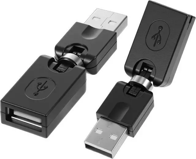 Main image of 2 Pcs USB 2.0 Adapter USB 90 Degree Adapter Rotating and Swivel Twist USB 2.0 Type A Male to Type A Female 360 Degre Rotation Adjustable Right Angle Extension Convertor (AM-FM)