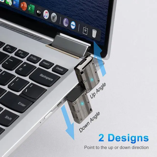 Alt view image 5 of 7 - 10Gbps USB 3.1 Adapter 90 Degree (2 Pack) Up and Down Angle 90 Degree USB 3.1 Type A Male to USB-C Female Coupler Adapters 120W Fast Charging OTG Converter (USB 3.1 Up Down)