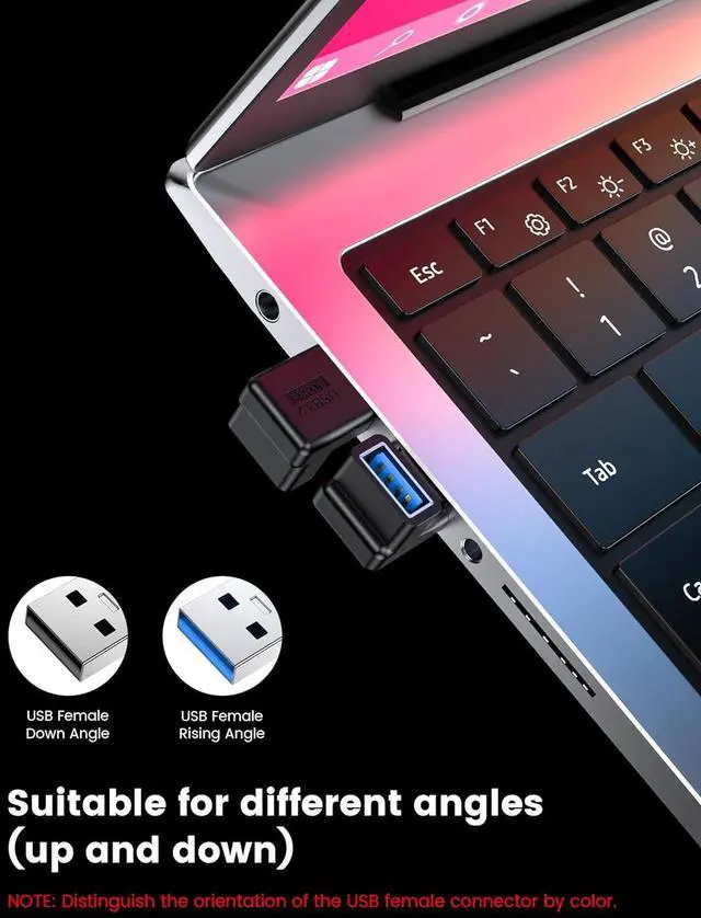 Alt view image 3 of 6 - 90 Degree USB 3.2 Adapter 2 Pack Up and Down Angle Type A Male to Female Connector usb L Shape Extender Supports 10Gbps Data Transfer & Charging Compatible with PC Laptop Hard Drive Keyboard