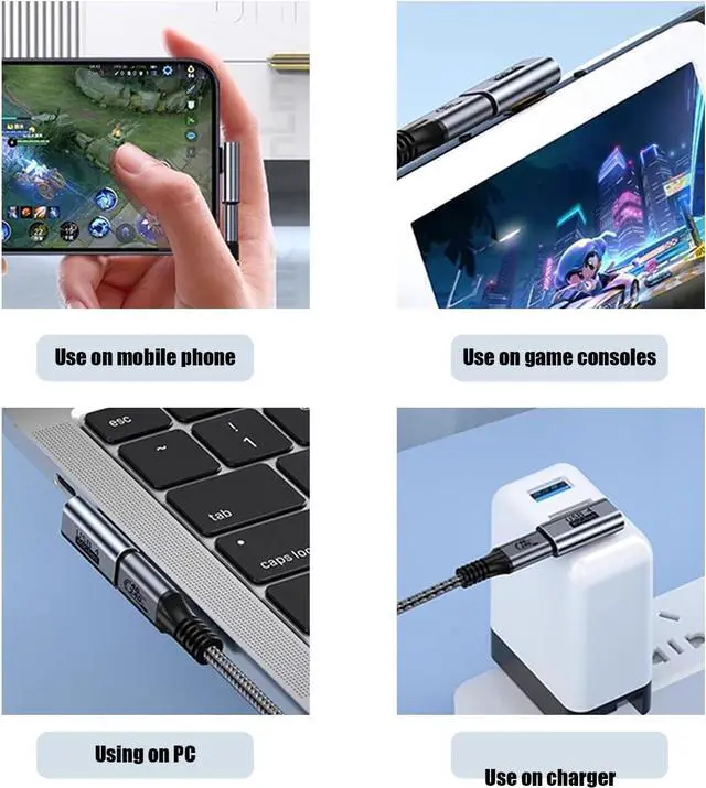 Alt view image 4 of 7 - 90 Degree USB C Adapter Right Angle USB C 240W Male to Female Adapter Extender for Steam Deck ROG Ally MacBook Tablet Phone and More - 2Pack