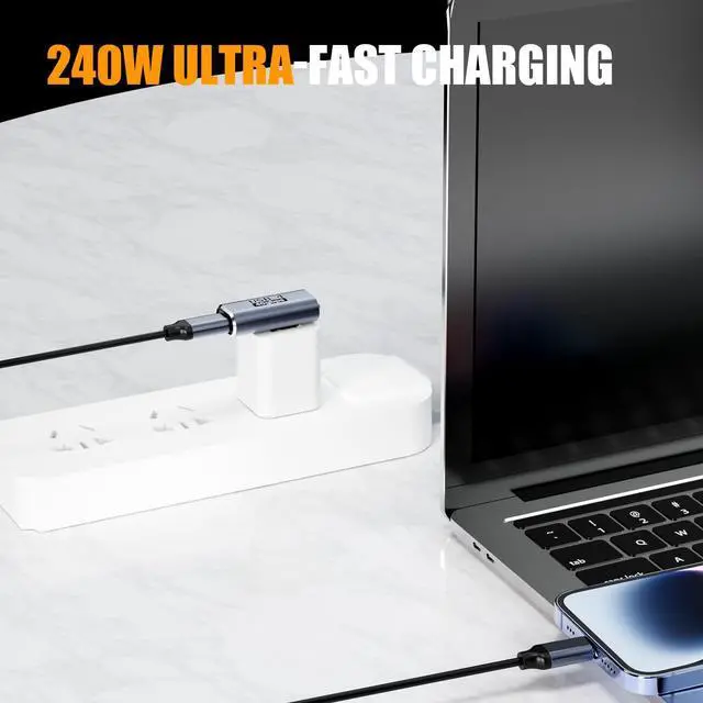 Alt view image 5 of 7 - 90 Degree USB C Adapter Right Angle USB C 240W Male to Female Adapter Extender for Steam Deck ROG Ally MacBook Tablet Phone and More - 2Pack