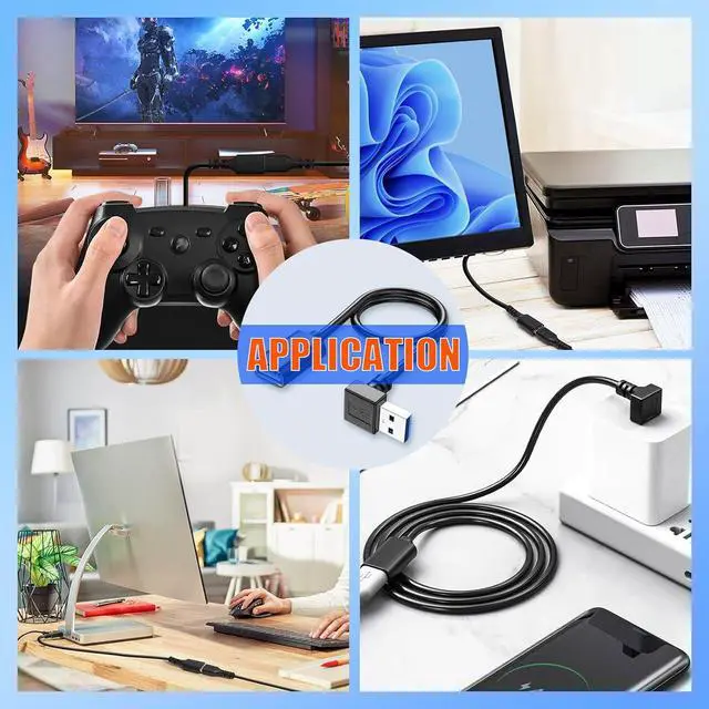 Alt view image 7 of 7 - USB3.0 Extension Cable Up Angle 11.8 inch USB Male to Female Data Cable 90 Degree USB Adapter with Gold Plated Contacts for U-SB Flash Drive Hard Drive(Up Angle 30cm 2pcs Black)