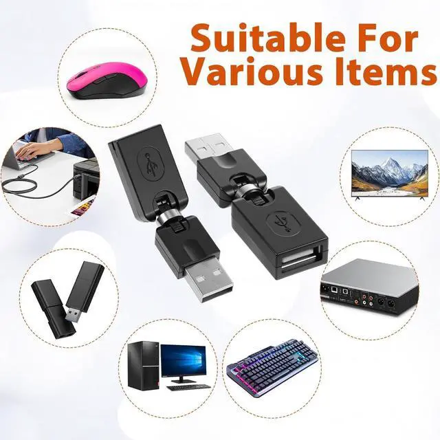 Alt view image 5 of 7 - 2 Pcs USB 2.0 Adapter USB 90 Degree Adapter Rotating and Swivel Twist USB 2.0 Type A Male to Type A Female 360 Degre Rotation Adjustable Right Angle Extension Convertor (AM-FM)