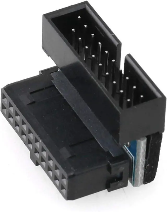Alt view image 3 of 5 - USB 3.0 90 Degree Adapter Black USB 3.0 19Pin/20Pin Male to Female L Turn Right Angle Power Adapter Board for Motherboard Up Angled