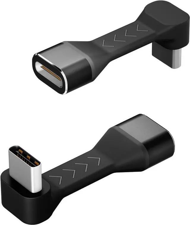 Main image of USB-C Male to Female Adapter 90 Degree 18W Flexural USB Type C Adapter Extension for Steam Deck ROG Ally Switch Laptop Tablet and Mobile Phones Supports 4K@60Hz 10Gbps Data Transfer(2 Pack)