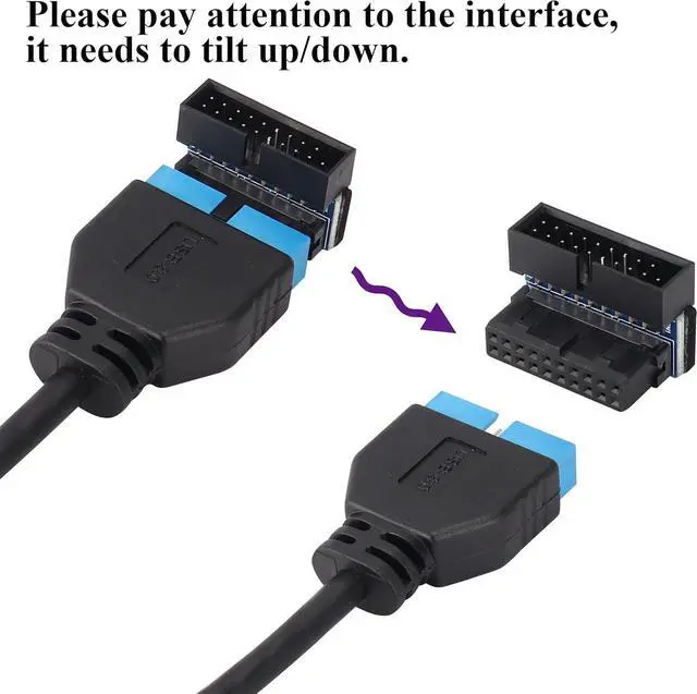 Alt view image 6 of 7 - 2 Pack Down Right Angle USB 3.0 19-pin Connector 90 Degree 19Pin/20Pin 3.0 USB Female to Male Extension Power Adapter Board for Desktop Motherboard Internal Header Adapter(Down/Black-20Pin)