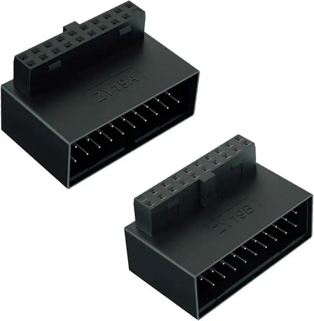 Main image of USB 3.0 90 Degree Motherboard Connector L-Type USB 3.0 19-pin Connector 90 Degree 19 pin/20 pin Male to Female Power Adapter for Desktop Internal Connector (Up & Down)