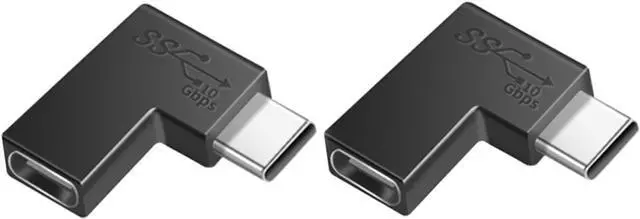 Main image of (2Packs 90 Degree Elbow L Shape USB C Male to Female Adapter USB3.1 Support 10GBbps Rate USB C Phone/Laptop Charging Port Converter 5V 3.3A