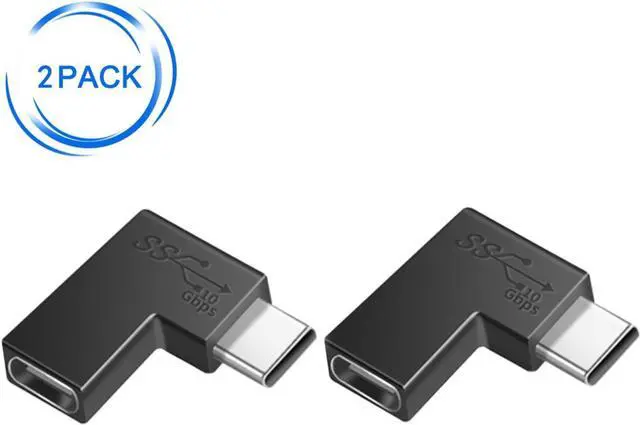 Alt view image 2 of 7 - (2Packs 90 Degree Elbow L Shape USB C Male to Female Adapter USB3.1 Support 10GBbps Rate USB C Phone/Laptop Charging Port Converter 5V 3.3A