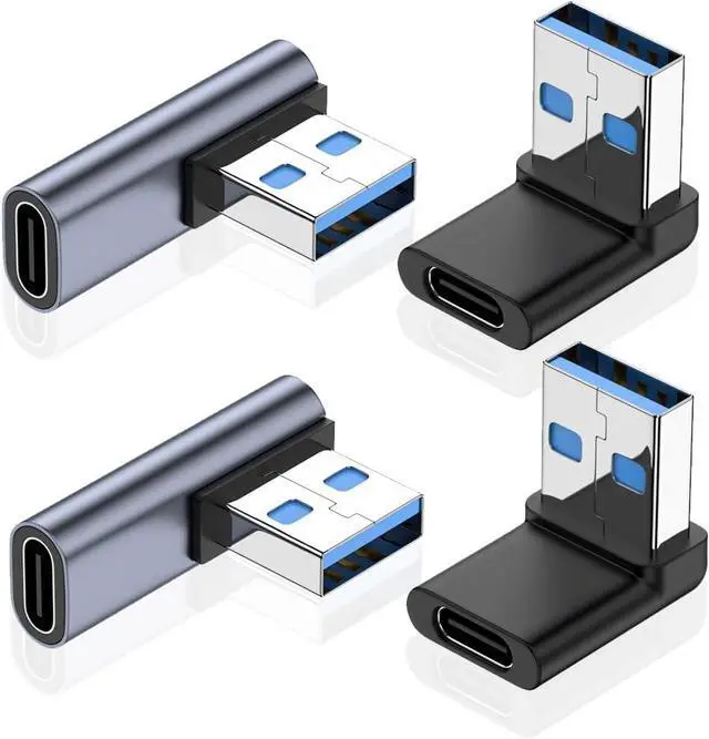 Main image of Right Angle USB A Male to USB C Female Adapter 90 Degree USB 3.0 to Type C Cable Connector Support Unidirectional Sides 10Gbps & Data Transfer for Laptops/Phone/Tablet/PC