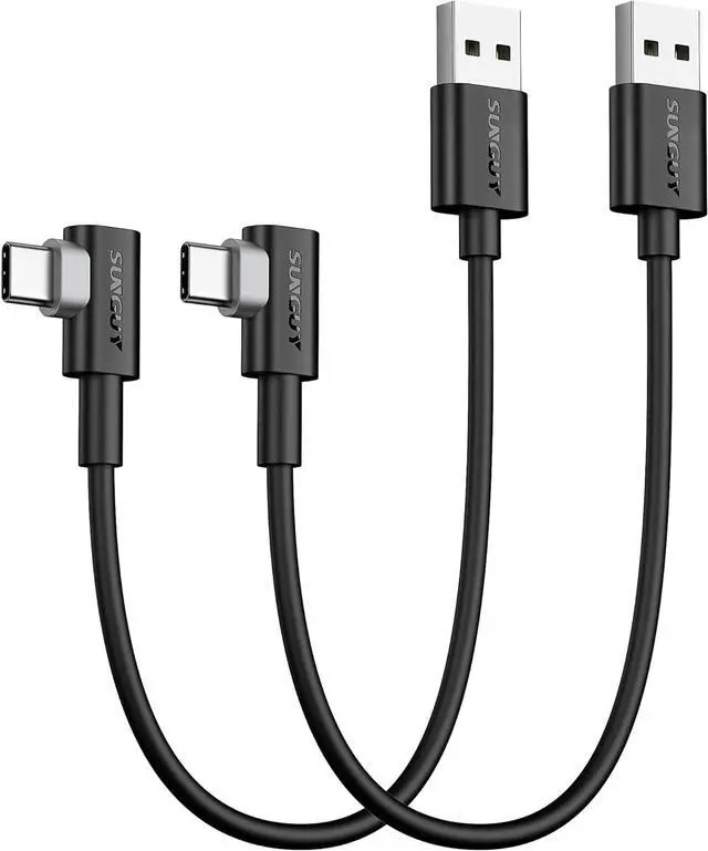 Main image of USB C 90 Degree Cable 1FT 2-Pack Right Angle 3A USB 2.0 Type C Fast Charge & Sync Cord Compatible with  Galaxy S20 S10 S9 S8 Plus S10E A10e A20 A50 A51 A71 Note 20 10 Moto G7 G8