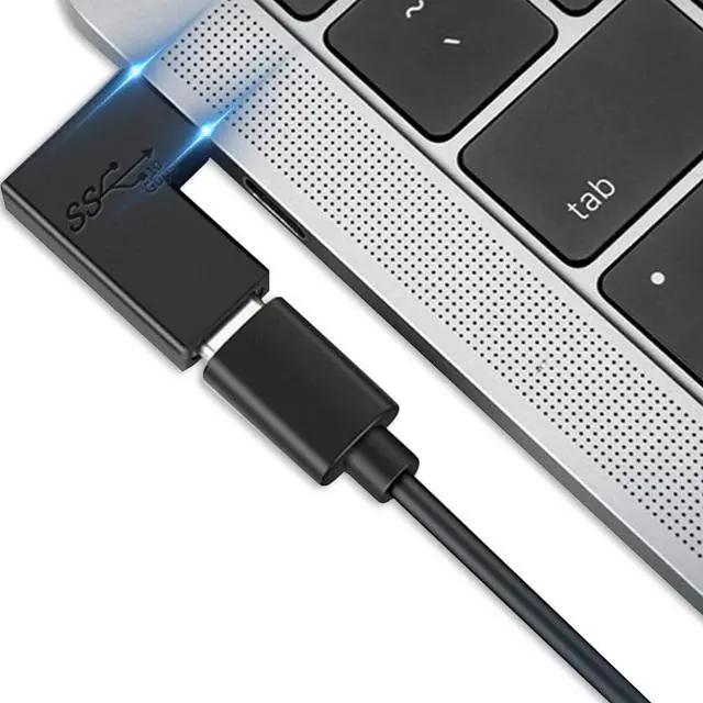 Alt view image 4 of 7 - (2Packs 90 Degree Elbow L Shape USB C Male to Female Adapter USB3.1 Support 10GBbps Rate USB C Phone/Laptop Charging Port Converter 5V 3.3A