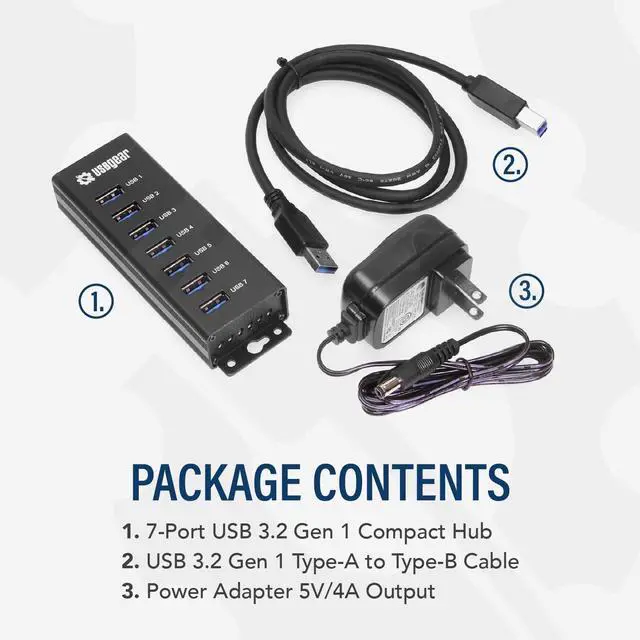 Alt view image 6 of 6 - 7-Port USB 3.2 Gen 1 Charging and SuperSpeed Mountable Data Hub