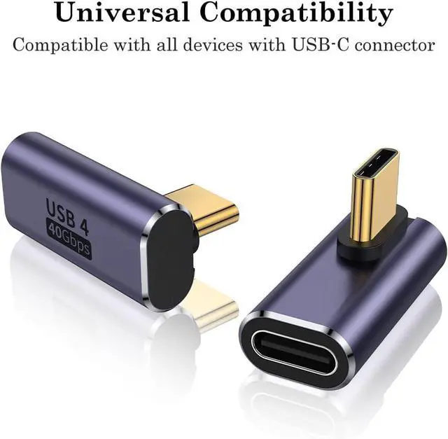 Alt view image 6 of 7 - 90 Degree Right Angle USB C Male to USB C Female Adapter 2 Pack 40Gbps USB Type C Thunderbolt 4/3 Extender for MacBook Pro iMac iPad Pro Tablet Phones and Other Type C Devices