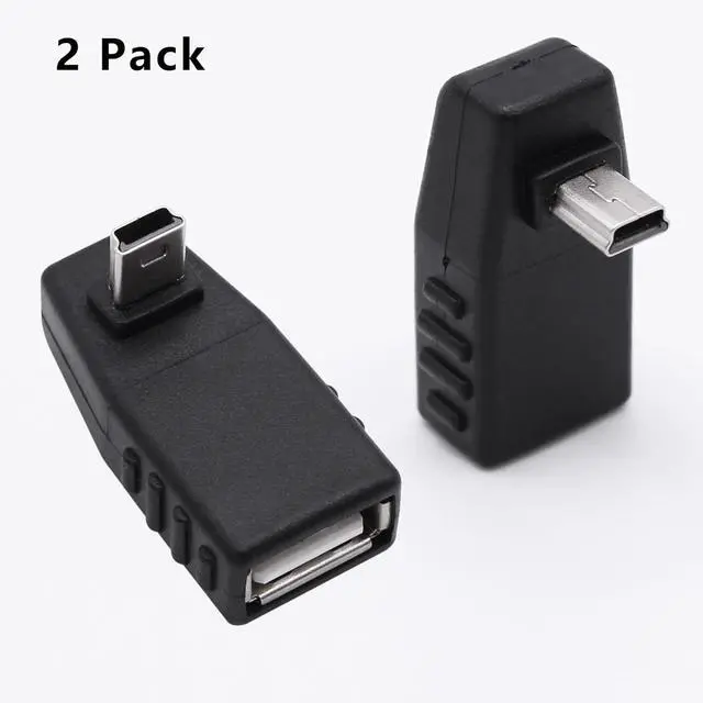 Alt view image 6 of 7 - 90 Degree Mini USB to USB A OTG Adapter Up Angle Mini USB 5-Pin Type B Male to USB Type A Female Adapter Converter for Digital Cameras Black(2 Pack UP)